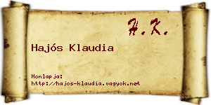 Hajós Klaudia névjegykártya